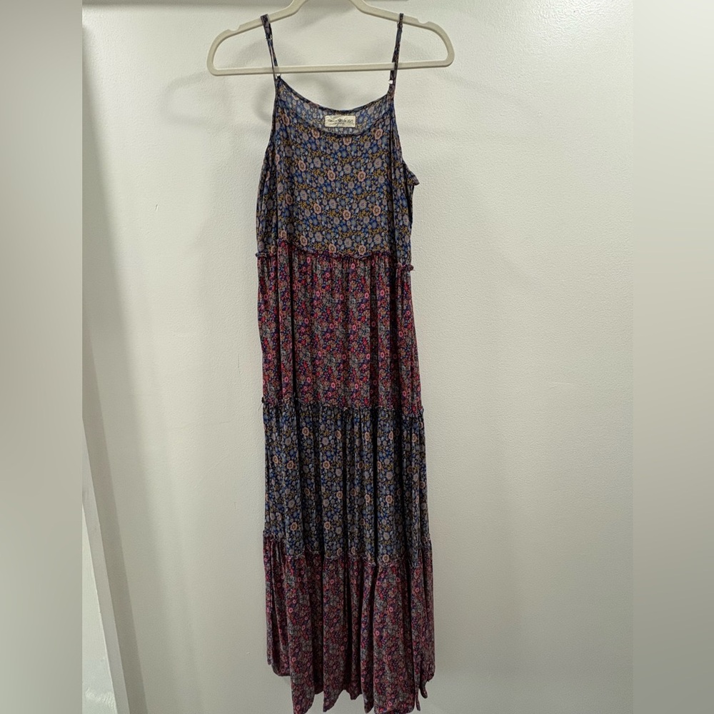 NATURAL LIFE Kaia Blue Ditzy Multicolor Floral Maxi Dress XS S